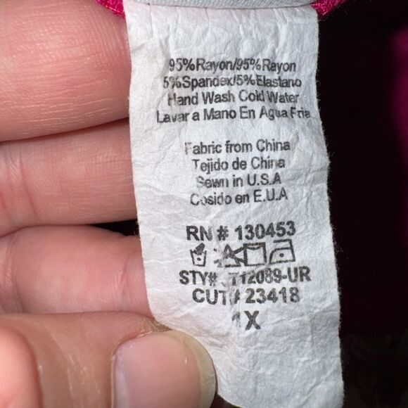 Janette Plus Womens Floral Pink Gauze Top Size 1X - Picture 6 of 6